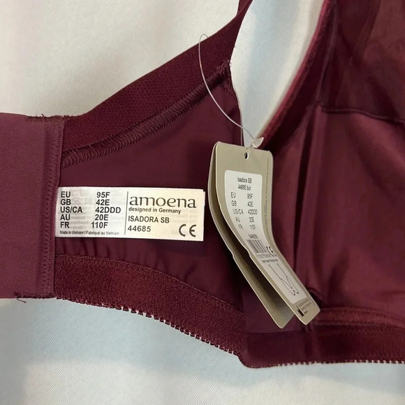 NWT Amoena Isadora Non-Wired Bra - Burgundy Size 42DDD - Picture 5 of 8